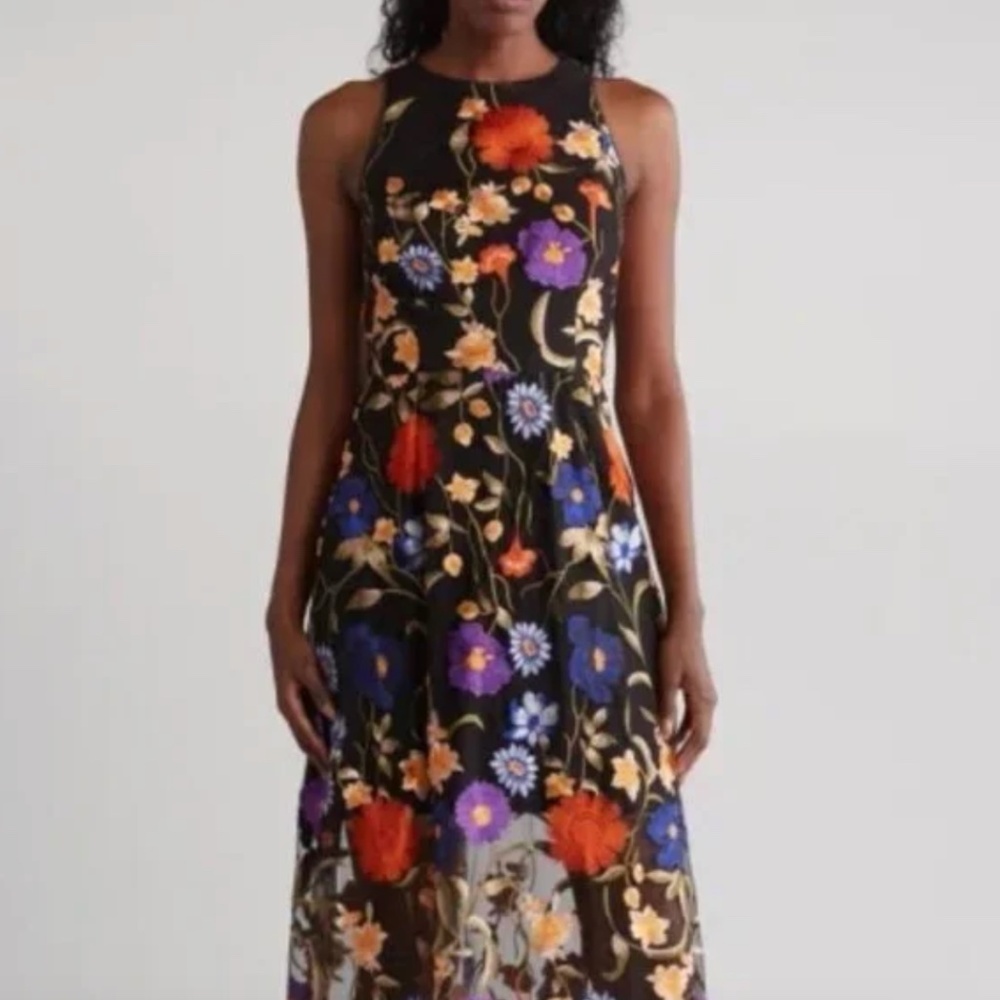 NWT Milly Hannah Fall Foliage Embroidered Dress Size 4